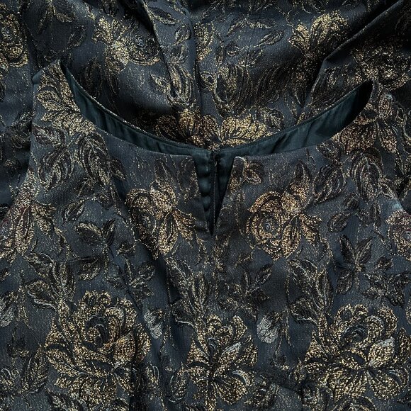 Vintage Handmade Jacquard Knit Floral Midi Maxi Fit & Flare Dress Formal Fancy - Picture 4 of 5